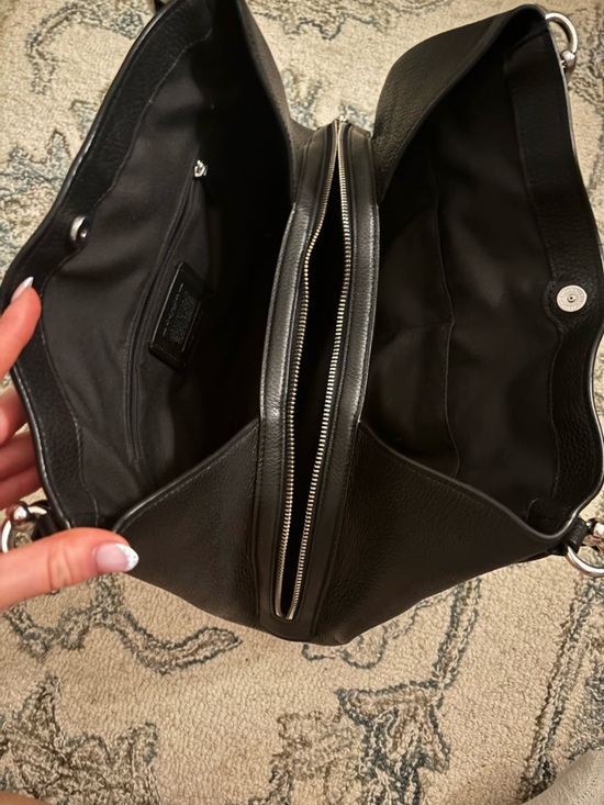 Coach Black Pebbled Leather Shoulder Bag with Silver Hardware - Picture 5 of 11